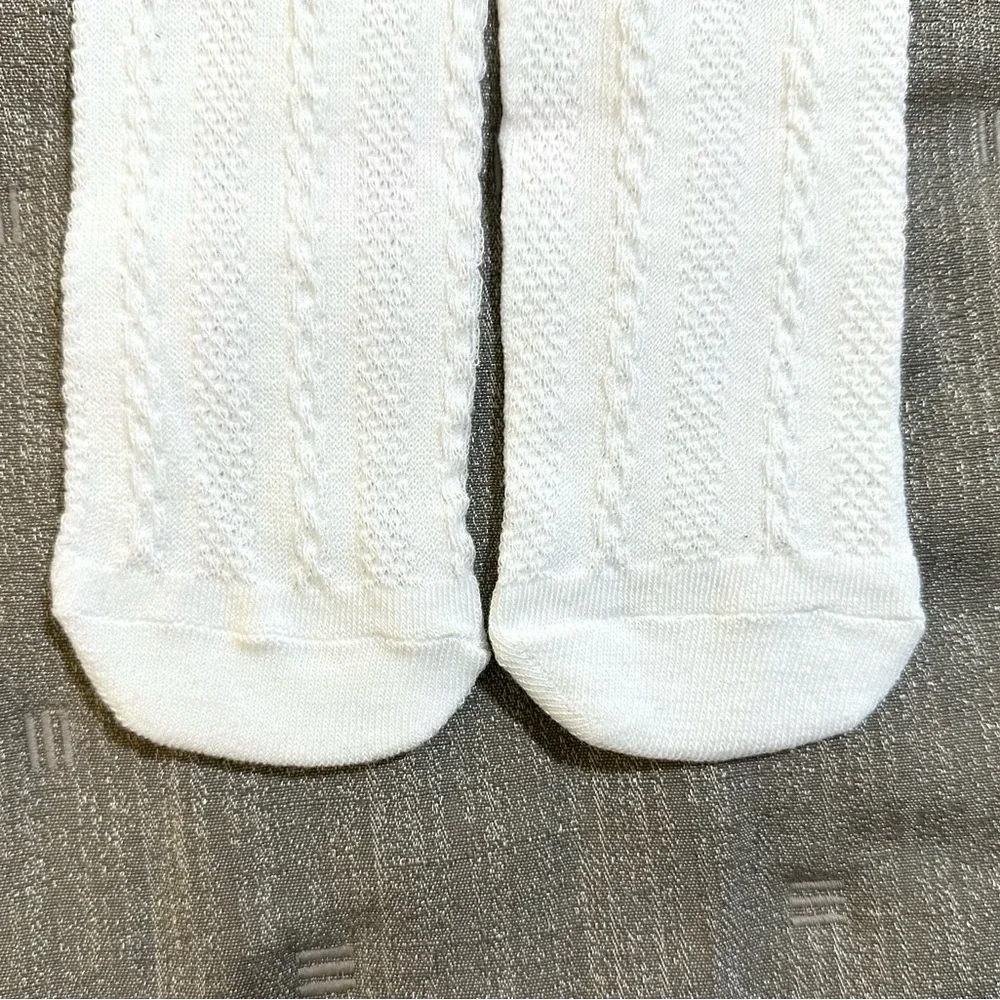Women’s White Knee Socks w/ Lace Bows Girls Socks NEW